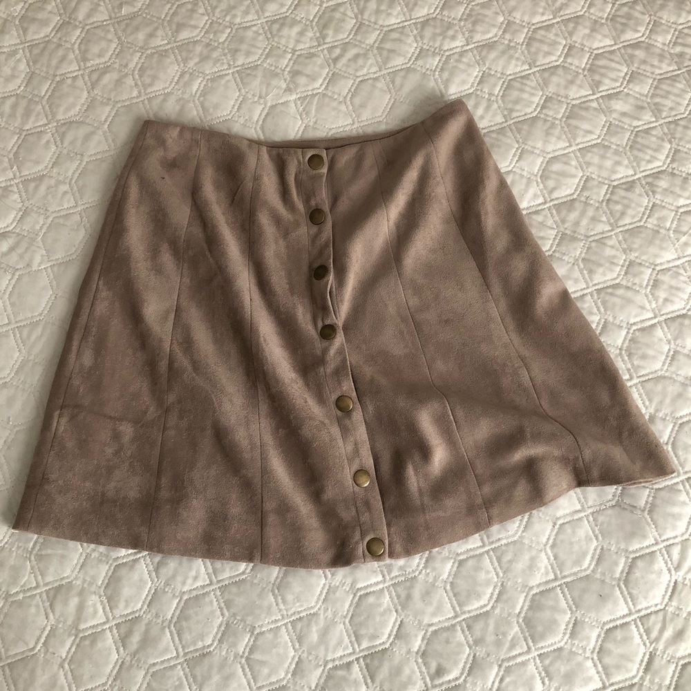 Soft Velour Button Down Skater Skirt